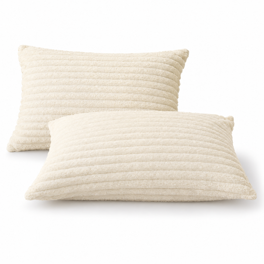 1 Pair Striped Plush Cushion Cover