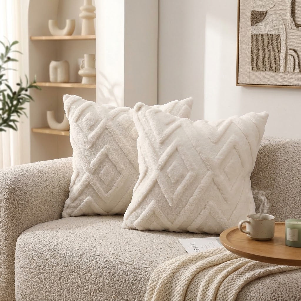 Geometric Sheared Fleece Cushion Cover