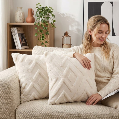 Geometric Sheared Fleece Cushion Cover