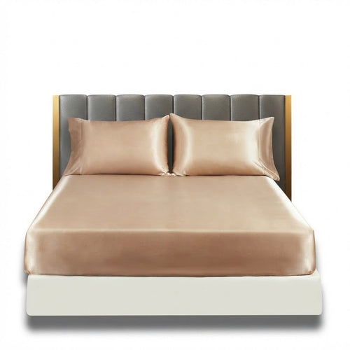 Coffee Brown Silky Satin Fitted Sheet – Soft & Luxurious Bedding
