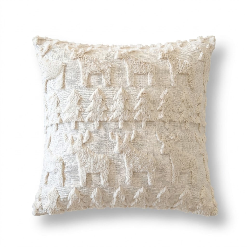 Christmas Reindeer & Pine Tree Cushion Cover